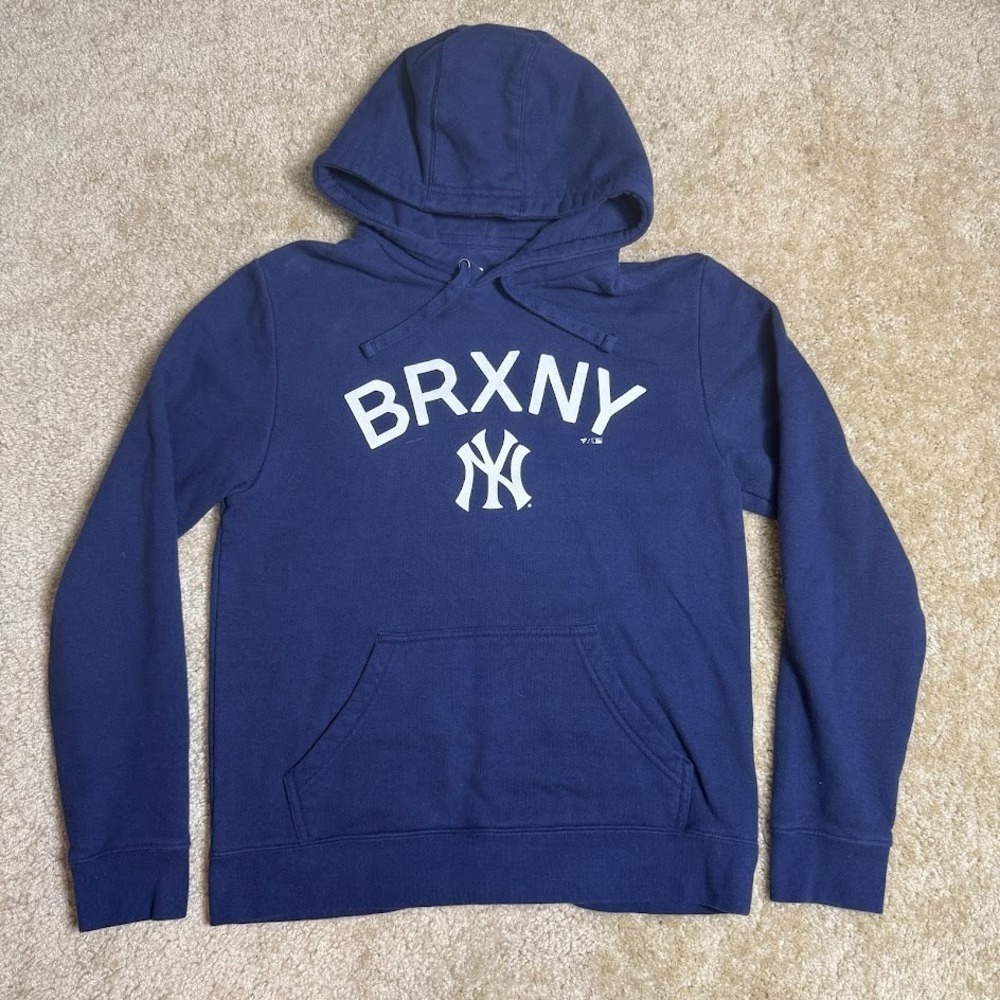 New York Yankees Hoodie Sweatshirt Bronx Blue Fanatics Sz M MLB Heavyweight NYY